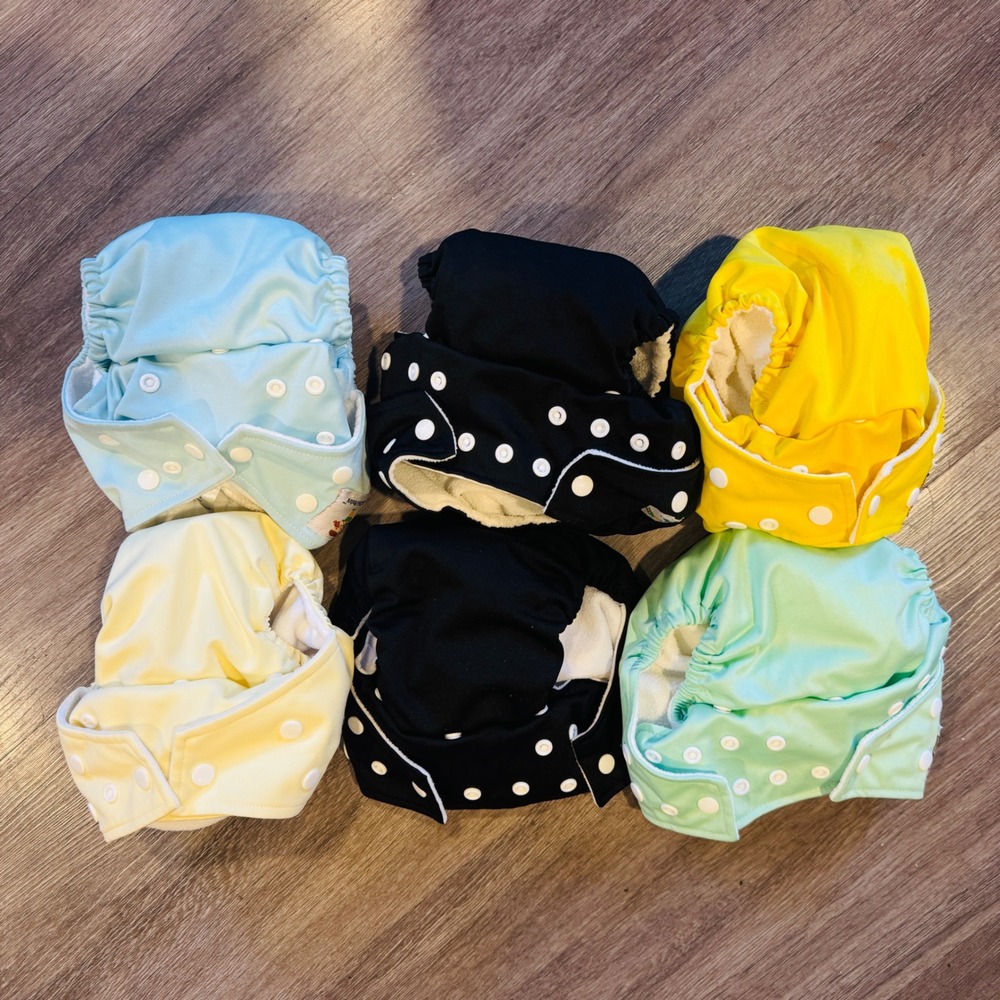 KaWaii Baby Reusable Cloth Diaper Covers Set of 6 Adjustable Snap Multi & Insert